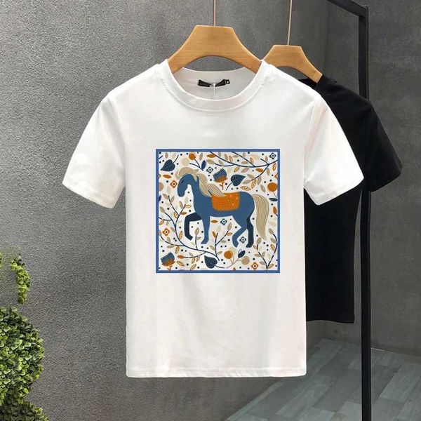 Camisetas masculinas, estilo de luxo de estilo de cavalo, impressão de letra de algodão casal ts verão harajuku homens/mulheres short slve camiseta asiática size s-7xl t240425