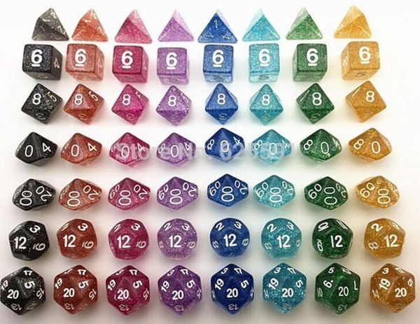 Flash Pulver Polyedral Dice Set RPG Game Sets DICES GAME DICE D4 D6 D8 D12 D20 D10 09 D10 0090 7PCSSET D55234219