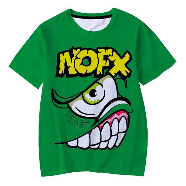 NOFX T-Shirts Punk Rock Band 3D Baskı Sokak Giyim Erkekleri Kadın Günlük Moda Büyük Boy Kısa Kollu Tişört Kids Tees Üst Giyim 240425