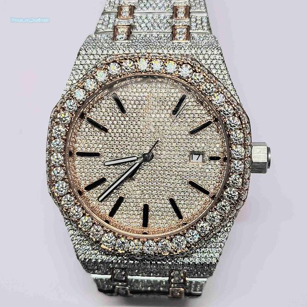 Relógio de pulso Trending VVS aprimorado Clarity Diamond Watch Watch personalizado Hip Hop Diamond VVS Moissanite Watch Automatic for Men Women