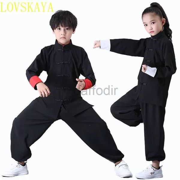 4LTS Stage Wear Children Kung Fu Uniform traditionelle chinesische Kleidung für Jungen Mädchen Wushu Kostüm Top Hosenanzug Set Tai Chi Folk Stage Outfit D240425