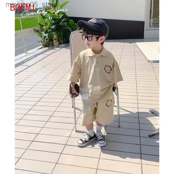 Set di abbigliamento set estivo per bambini abbigliamento da golf ragazzo a maniche corte+pantaloncini cool cool casual cotone 2-9 anni q240425