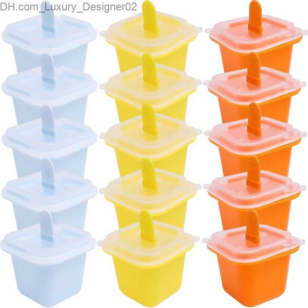 Ice Cream Tools 12x Quadrat Gitter Eiswürfel Form Lebensmittelqualität Silikon Eisschimmelschimmel DIY Jelly Pudding Getränkekugel Hersteller mit Stick Childrens Snacks Q240425