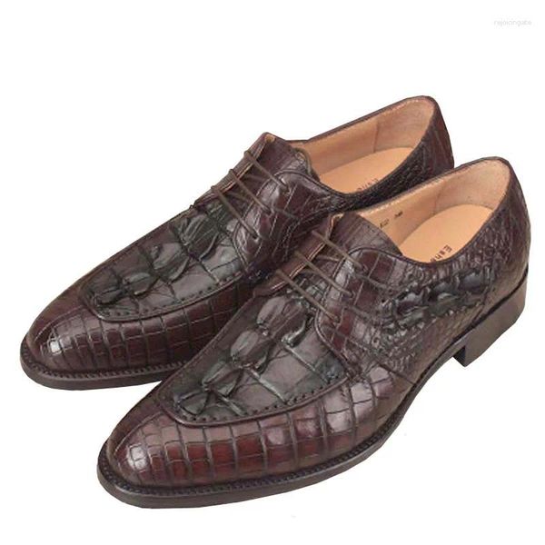 Vestido tênis de vestido Ourui True Crocodile Leather Business Lace-up masculino de cauda dupla de cauda