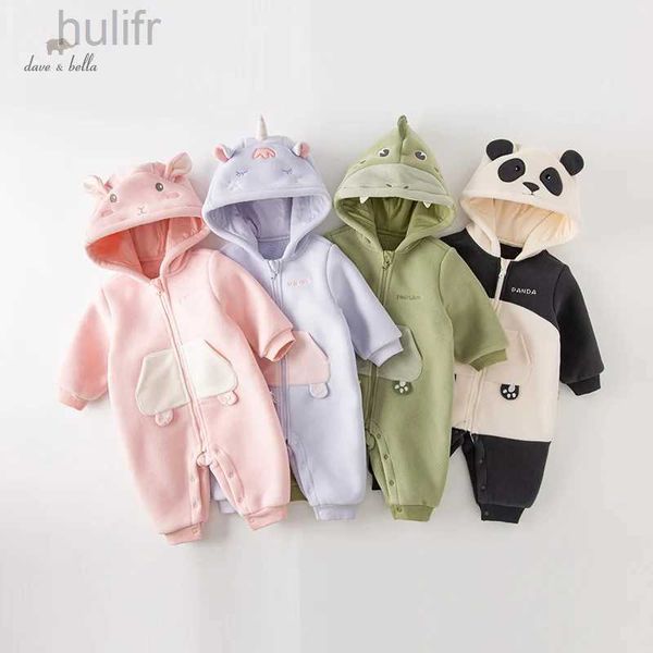 ROMPERS Dave Bella Baby BodySuit Neugeborene Säugling Creeper 2023 Herbst Winter Neue Jungen Mädchen Strampler Freier Modes Tier süße DB4236421 D240425