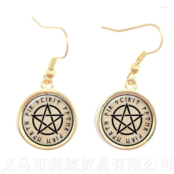 Orecchini penzolati Pentacolo più malvagio pentacolo satanico da 16 mm cabochon cabochon goth gocce wiccan stella regalo per pregare felicità