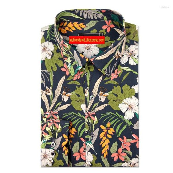 Herren lässige Hemden Custom Schneider maßgeschneidertes Geschäft Formale Hochzeitswarenbluse Bluse Floral Baumwollkleid Designer Vogelblume