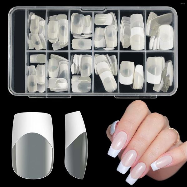 Falsas unhas francesas pontas de unhas 120pcs capa curta de cor dupla 10 tamanhos quadrados