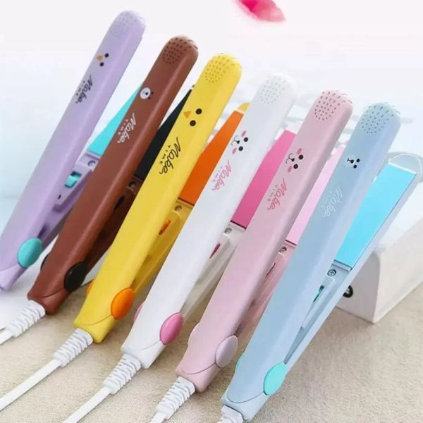 Glättchen Mini Haarglätter Curling Eisen 2 in 1 Dualuse Schiene Haarton Haarthaken Friseur Elektrische Lockenstab gerade Platte Clip