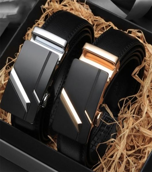 Berühmte Markengürtel Männer Top -Qualität echtes Luxus -Design -Ledergürtel Gurt Männliche Metall Automatische Schnalle Cinturones Para Hombre 2206365941