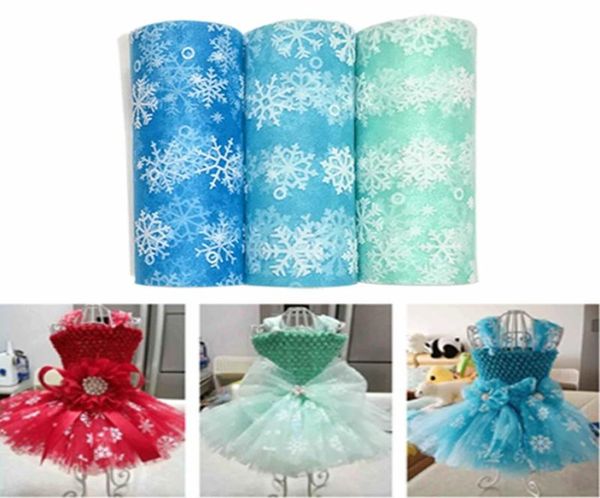 15cm10yard glitter floco de neve de cristal organza tule roll roll spool slow chuveiro tutu saia decoração de casamento q festa DEC6474738