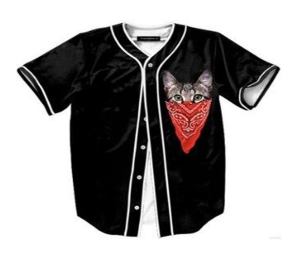 Печать Cat 3D Baseball Room Funny Design Men Women Casual VNECK TEE Рубашки 2018 Новое прибытие мода Harajuku Baseball Jersey8121308