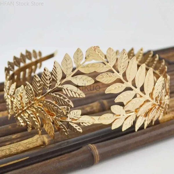 Свадебные украшения для волос барокко золотистое металлическое лист головной усадьба Crown Tiaras Headdress Roman Goddes