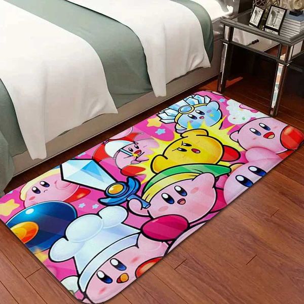 Carpet K-kirbys fofos de garoto de quarto de casa tapetes de entrada para casa laváveis tiro de cozinha não deslizamento itens de decoração de tapete de banheiro T240422