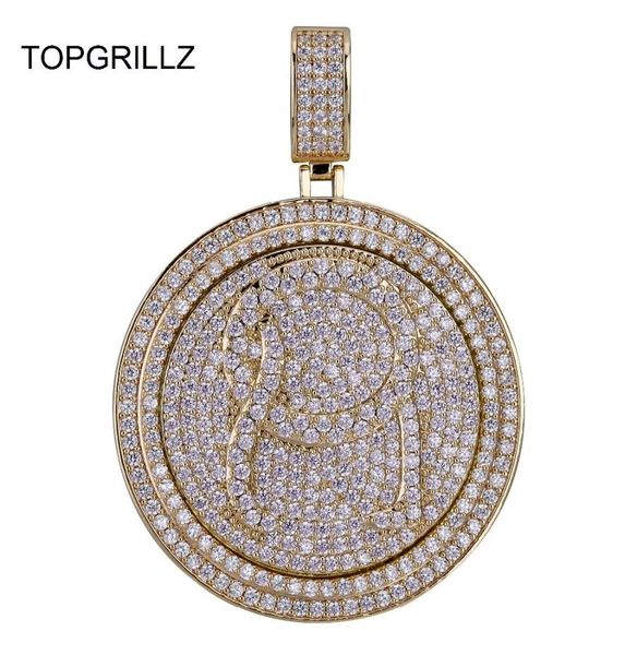 Topgrillz QC Spinner Lettera a pendente Collana ghiacciata Hip Hoppunk Gold Silver Color Chains for Men Cz Charms Gioielli regalo J1906162309223