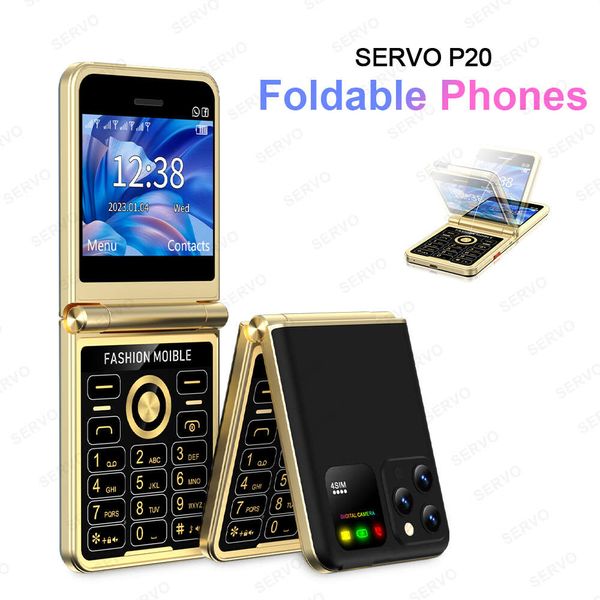 Servo P20 4 SIM -карта Flip Mobile Phone Speed Dial Magic Voice светодиодный фонарик mp3 FM Radio 2.4 