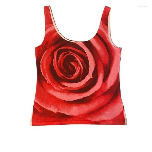 Frauen Tanks Y2k Street Tanktop abstrakte Kunst Rosenmodet ärmellose Camisole Vintage Croptop Goth Frauen Korsett Sommer sexy Kleider