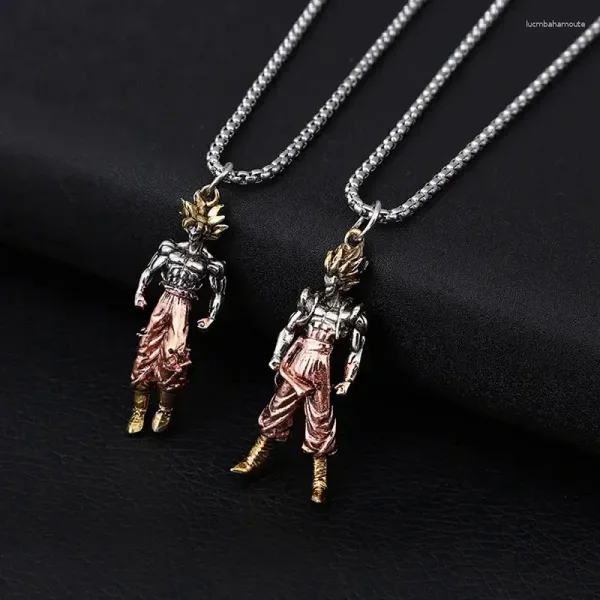 Подвесные ожерелья модное и изысканное аниме -аниме -желтоволосное космос -воин Ожерелье для мужчин. Женщины ювелирные изделия