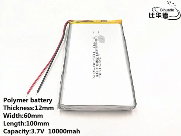 Аксессуары 5 шт / лот хороший Qulity 3.7V 10000MAH 1260100 Полимерный литий -ионный батарея / батарея для банка игрушек GPS GPS