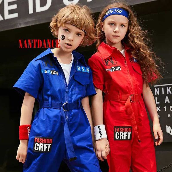 Bühne Wear Hip Hop Dance Wear Outfits Bühnenkostüme Coverall Kleidung Mädchen Jazz moderne Tanzkostüme Kleidung Anzüge Kinder Kinder D240425