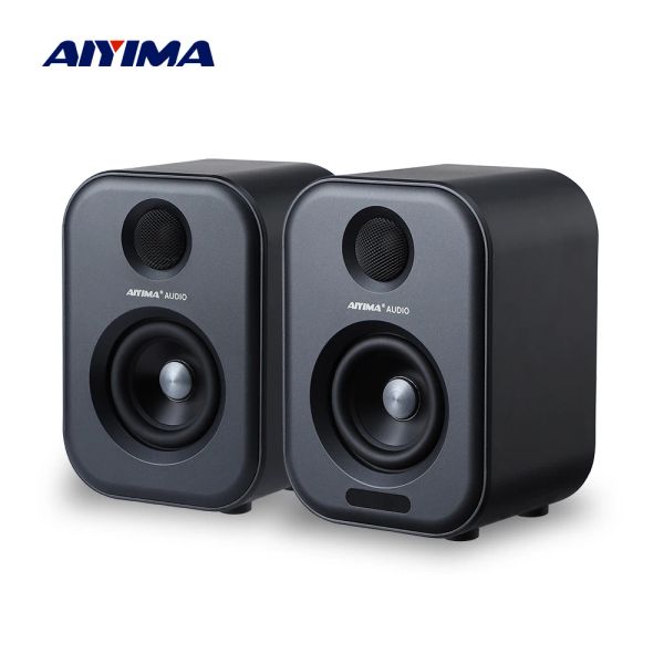 Hoparlörler Aiyima Audio 80W Aktif Dualmode Kitaplık Hoparlörler 3 inç HiFi Optik Koaksiyel Bluetooth USB DAC Ev Müzik Sistemi TV PC