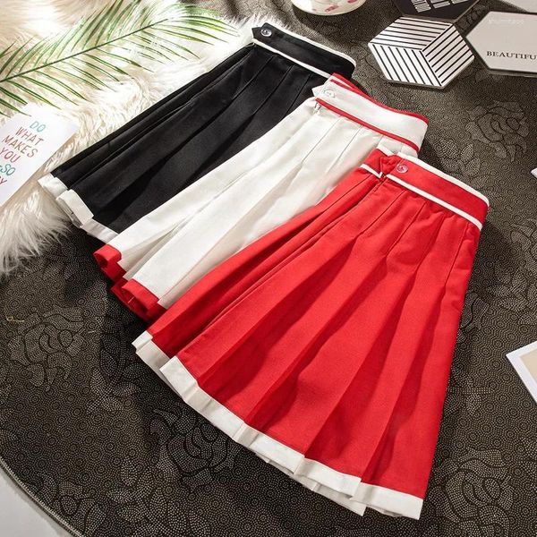 Röcke Frauen plissierte Rock Skater School Uniform Mini Hit Color High Taisted Red Short Sports Casual Korean Style Kawaii