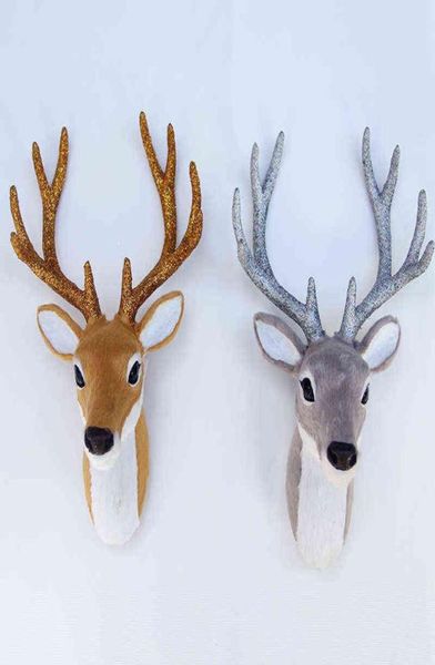 Simulação Pluxus alces Montagem da parede Rena Deer Cabeça Doll Realista Deer Antlers Decoração de parede Decoração de Natal em casa Decoração de Natal L22053175567340