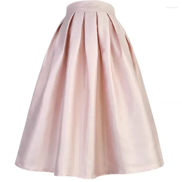 Saias vintage elegantes celebridades de cintura alta saia de cetim fosca para mulheres empoeirada rosa branco preto ocasião formal do trabalho