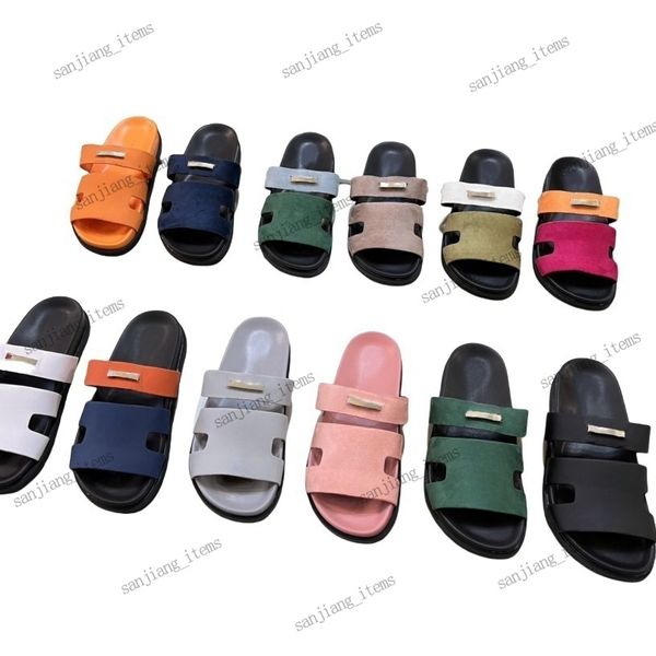 Sapateiros de praia masculinos Classic salto plano verão preguiçosos sapatos de designer lancho de gancho Big Head Flops Slides de couro Sapatos femininos Hotel Bath Sandals Sexy Sandals Tamanho 35-41-45