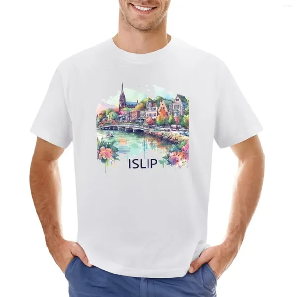 Polos da uomo Islip York WaterColor Illustration T-shirt pesi massimi Kawaii Carente Cotton