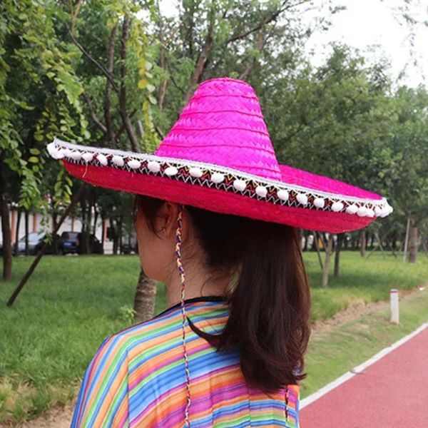 Boinas coloridas largura variação mexicana chapéu de verão Halloween sombrero palha de palha decoração de sol viseira homens