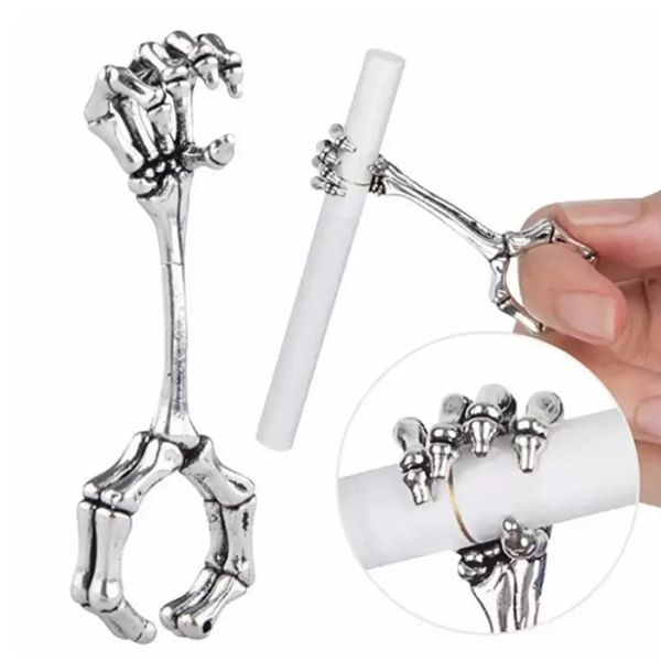 Handknochen Zigarette Rauchladen Raucherrohrhalter 4 Stil Rauchringe Dicke Clip -Skelett -Mustergelenk Fingerzubehör Metallrohre Bong