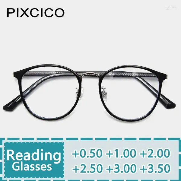 Óculos de sol R57021 Lady Retro Metal Optical Reading Glasses Men redondo Plástico Titânio Presbiapicyepysses Dioptric 0.50 - 3,00