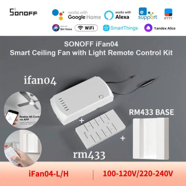 Sonoff de controle IFAN04 Smart Teto Fan Light Switch Controller ESP WIFI RM433 SUPORTE DE CONTROLO ALEXA Google Ewelink Alice Home Assistant