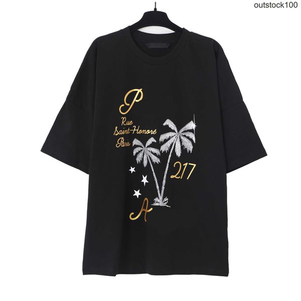 Roupas de designer de ponta para ângulos de PAA Correto de letra de ouro de rua High Street Camiseta de lazer de lazer de lazer de coco de coco com rótulos originais 1: 1