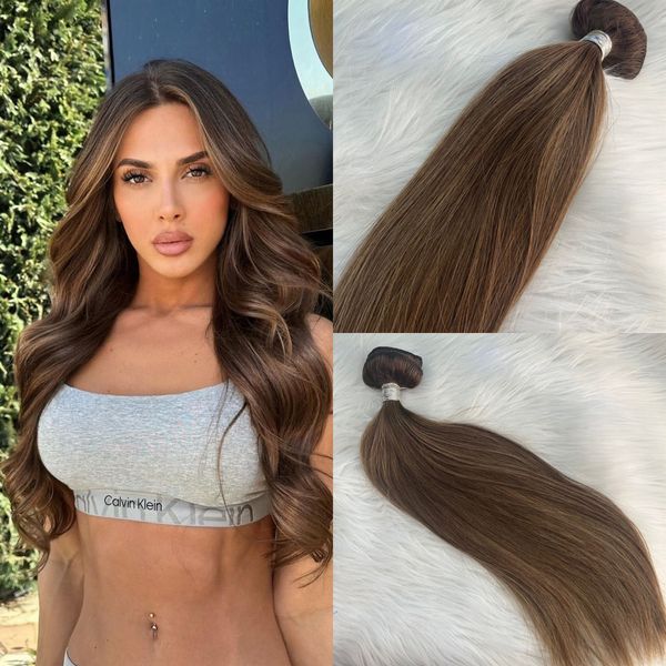 % 100 Gerçek İnsan Saç Klipsi Uzantılarda Vurgular T4/P4/27 Balayage Saç Uzatması 120g 18inch Çift Atkı Klibi