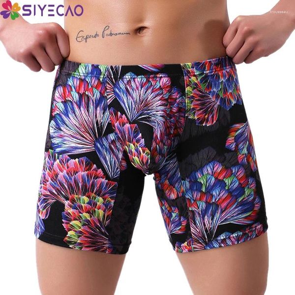 Underpants Men Long Leg Boxer Shorts Ice Shorts Mutandine a bassa lunghezza del ginocchio Calzoncillos Hombre Cueca