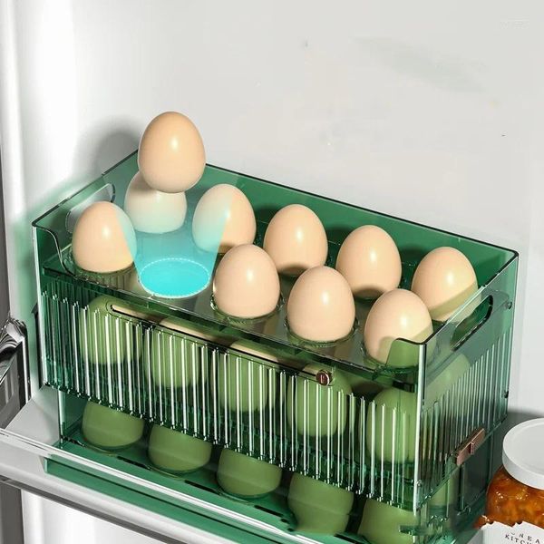 Caixa de ovo de armazenamento de cozinha para manutenção de dispositivos de arranjo fresco Rack de bandeja da porta lateral da porta lateral