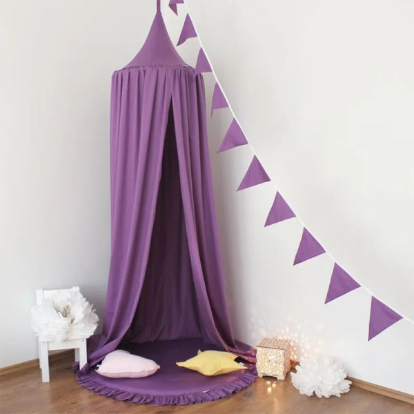 Set Creative Kids Dome Tenda Cotton's Children's Room Decoration Purple Baby Crib Rete Mosquito Net Fotography Puntes