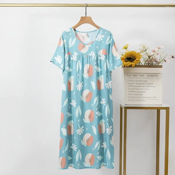 Frauen Nachtwäsche Home Kleid Kleid Sommerpyjamas Frauen schlafen Kleidung Schöne Mädchen Nachtwäsche Drucken Nachthemd Korea Nachtshirt Vestido