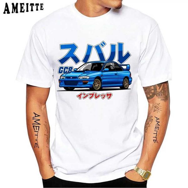 T-shirt maschile New Summer Men Short Slve Gc8 Impreza Wrx Sti T-shirt harajuku Japan Car Design Casual Boy Top T240425