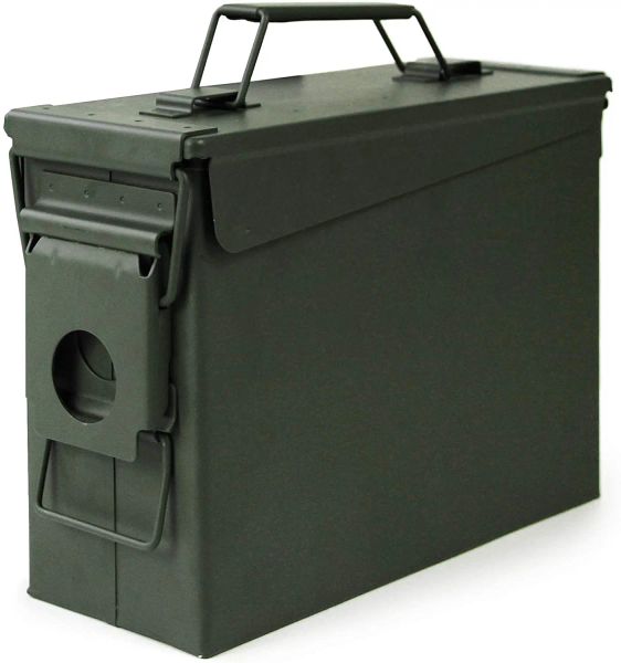 Webcams 30 Cal Metal Munition Case Can Military und Armee Solid Stahlhalter Box für langfristige Schrotflintengewehr Nerf Gun Munition 30 Speicher Safe Safe
