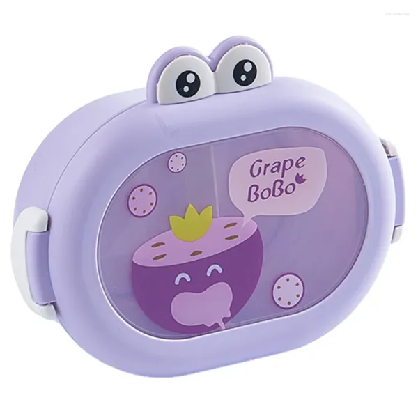 Dink Cartoon Frog Bento Bento Box con 2 scomparti contenitore BPA Microonde gratuito per asilo nido per la scuola materna