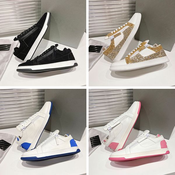 Designer scarpe casual uomini donne sneaker marchio di lusso vero trapano a fascia per le scarpe da ginnastica a doppia cerniera con scatola