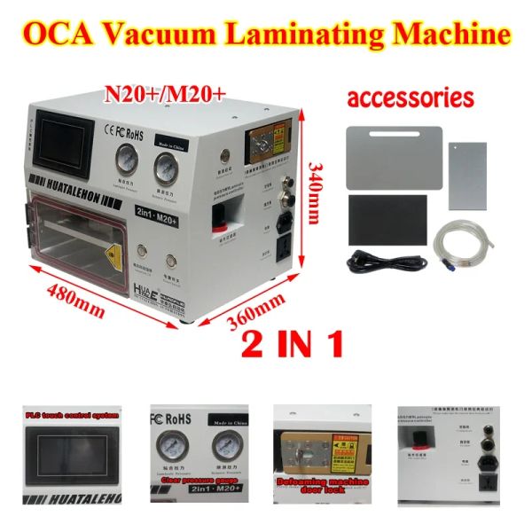 2 em 1 m20 mais 10 polegadas OCA Vacuum Laminator N20+ Mini Máquina de laminação com remoção de bolhas para o kit de reparo de LCD 450W