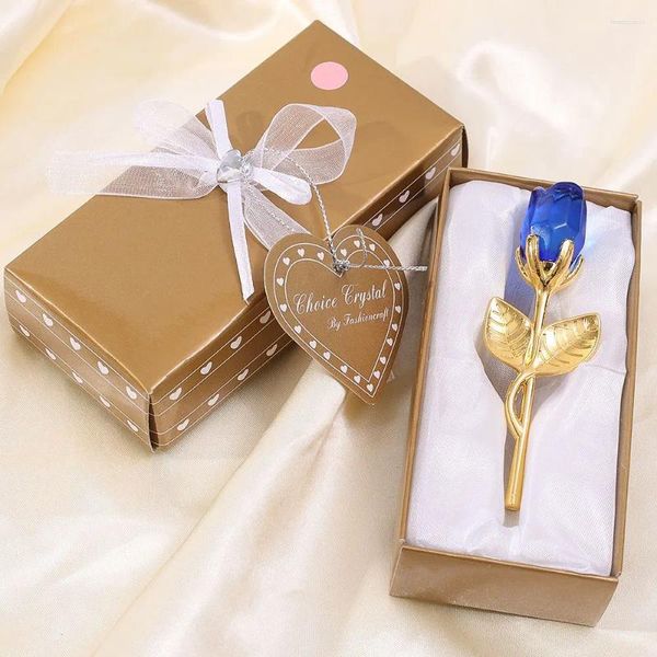 Dekorative Blumen Kristall Rose mit Verpackung Box Valentinstag Geschenk Gold Künstliche Leichtmetallblume Home Hochzeitsfeier Geschenke