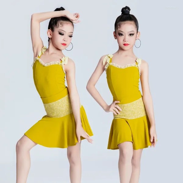 Stage Wear Wear Children Latin Dance Practice Roupas Sling Split Treining Treining Art Test for Women