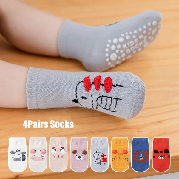 Warmers 4pairs/Mot antistip Baby Nocks милые животные мультфильм для мальчика девочки носки для детского пола 03 года 03 года