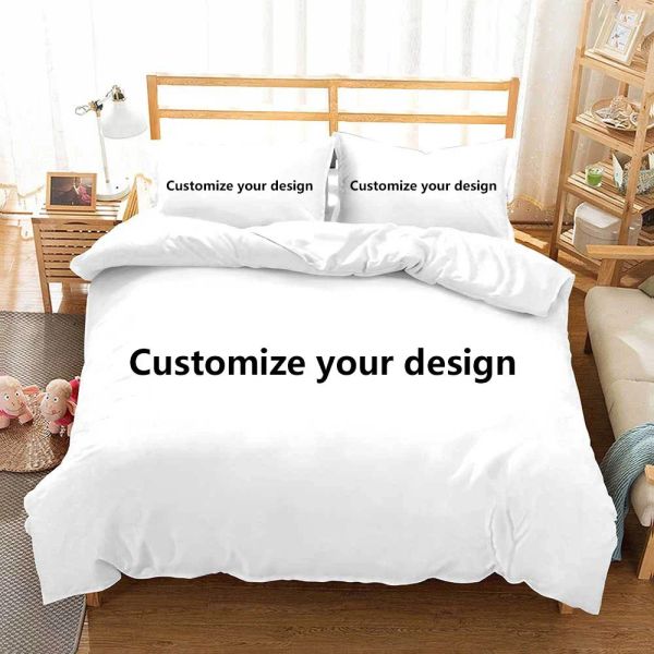 Defina a capa personalizada de edredon personalizada com travesseiros de microfibra foto personalizada 3D Digital Print Bedding Conjunto Twin Full Queen King