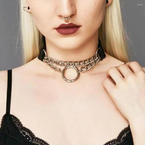 Pendants Women Men Punk Chain Choker Collana O Round Circle Fucice Collar in pelle Arrivo